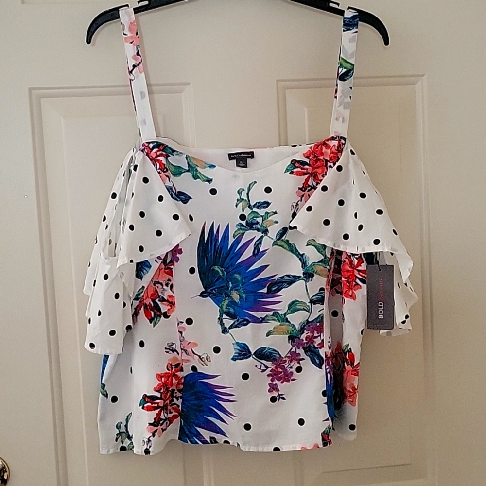 NWT BOLD Elements polka dot and floral print top